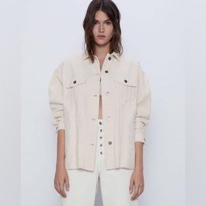 Zara Corduroy Shacket in Cream